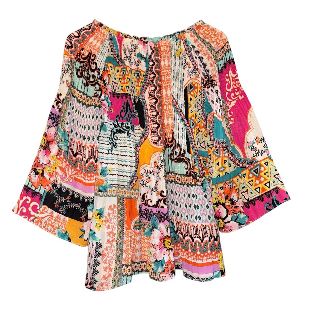 Spense Boho Patchwork Top Women's Medium Floral H… - image 5